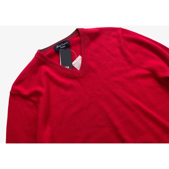 Cremieux Daniel Men’s Medium Red 100% Cashmere Luxury V-Neck Pullover Sweater - Picture 4 of 6
